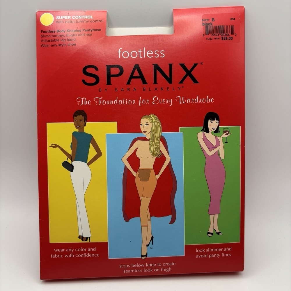 Spanx‎ Footless Pantyhose Black Size B Slims Tummy Thighs and Rear NEW